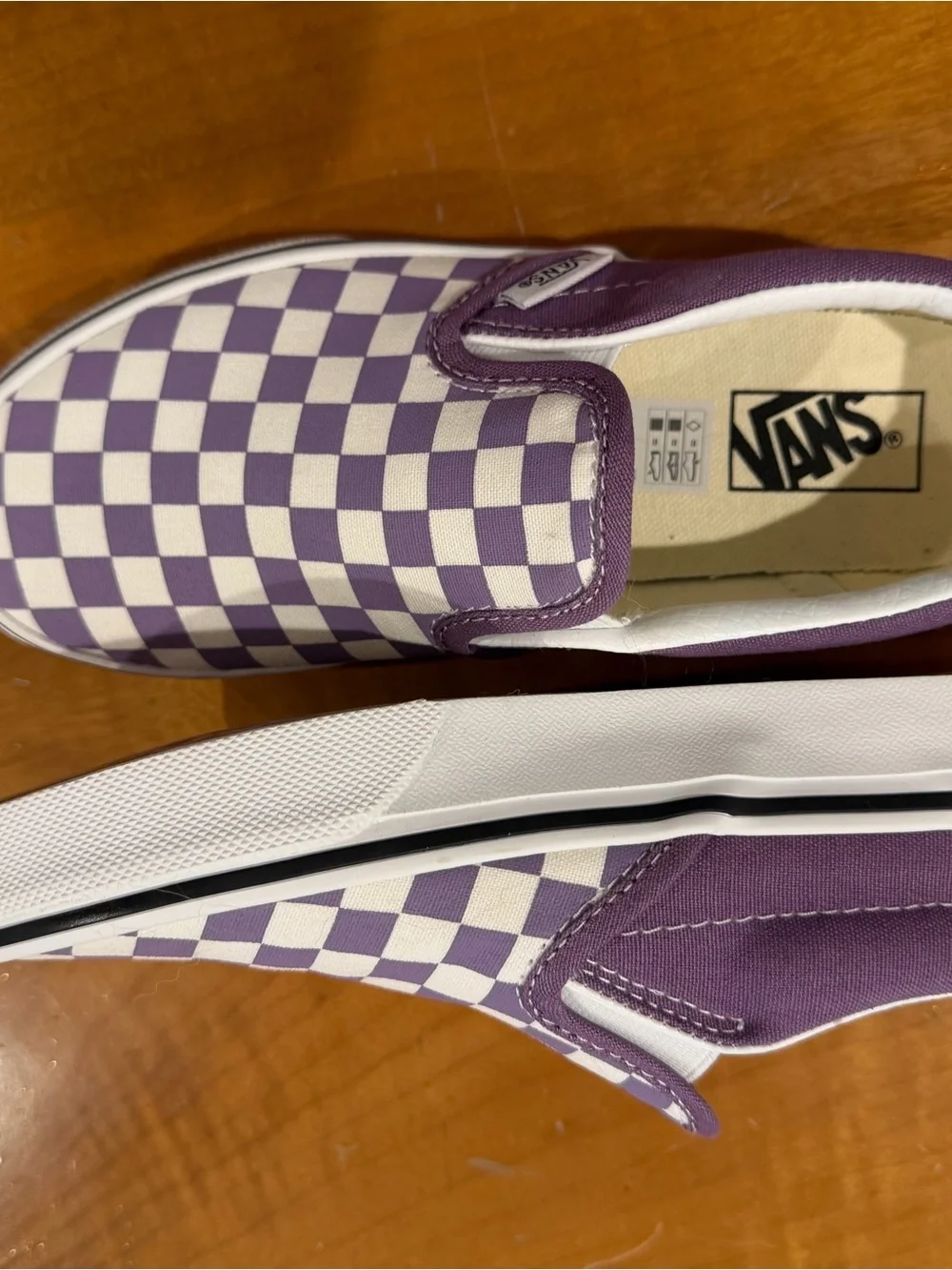 Vans Kids Slip-On Checkerboard Sneakers - Purple & White